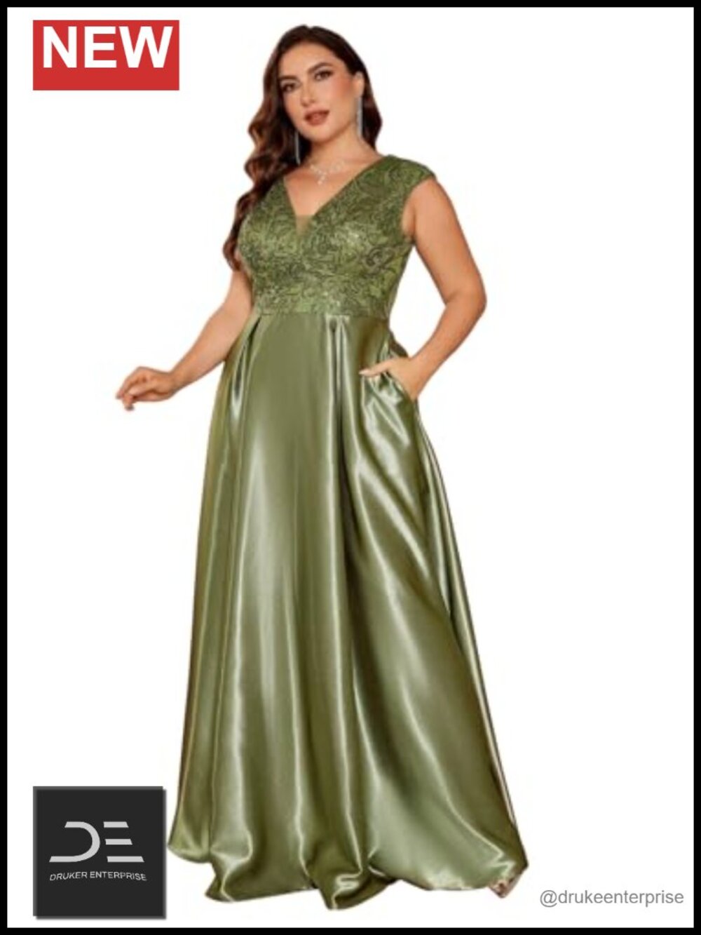 Satin Formal Gown Sleeveless V-Neck Evening Dress